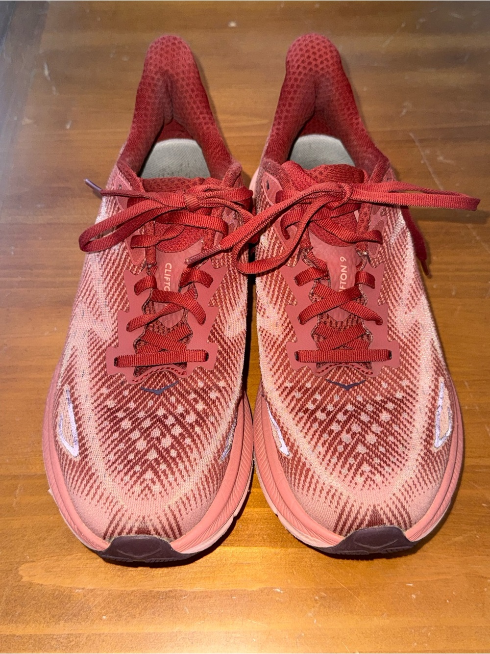 HOKA Clifton 9 Womens 8.5 B Pink Red Running Shoes Cushioned Walking Sneakers - Picture 2 of 11
